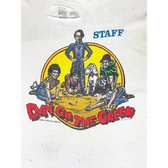 Vintage 1989 Rolling Stones T-Shirt White XL Destroyed Staff Concert Day On The - Picture 4 of 10